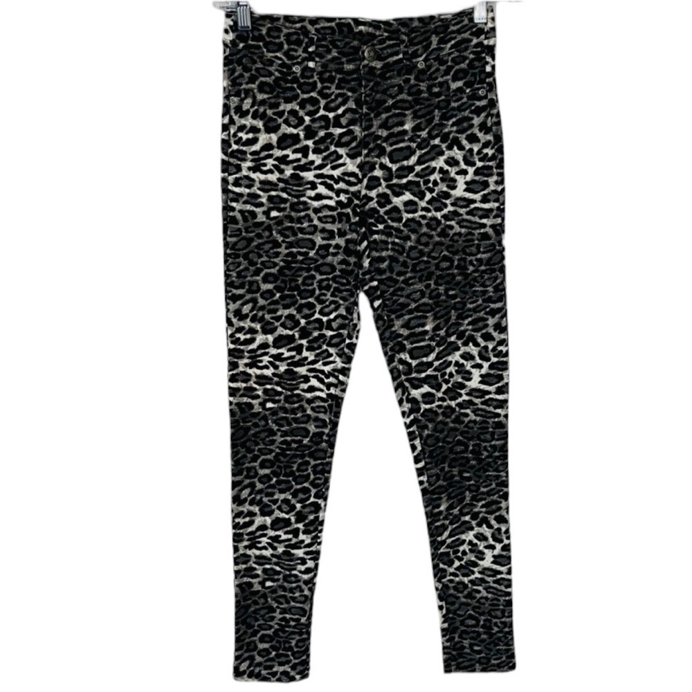 Joe Boxer Black Grey and Cream Leopard Print Skinny Pants